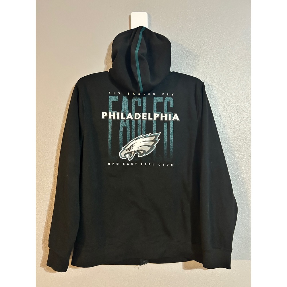 NFL Team Apparel Philadelphia Eagles Full Zip Hoodie Black Men XL Fly Eagles Fly - Picture 5 of 7